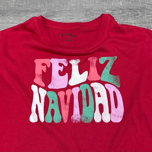 Art Class Girls Long Sleeve Christmas T Shirt L 10/12 Red Feliz Navidad Holiday - Picture 2 of 6